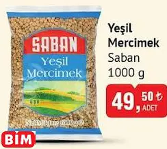 SABAN YEŞİL MERCİMEK 1000 G SABAN YEŞİL MERCİMEK 1000 G